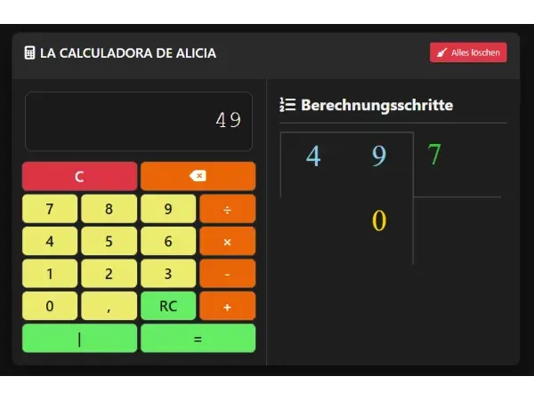 Raíz cuadrada explicada paso a paso con la Calculadora Alicia